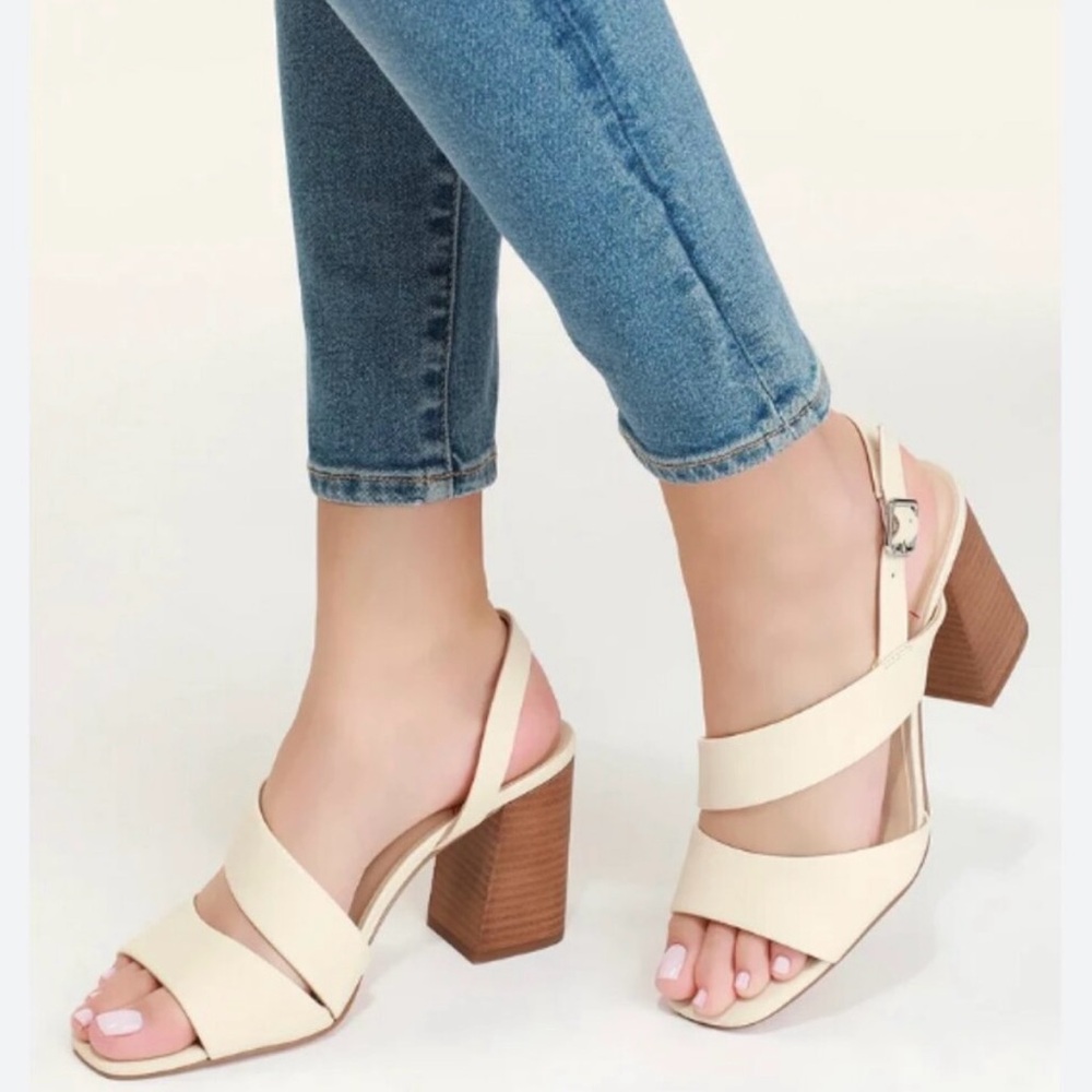 Sole Society So-Jiya Heeled Sandal Size 7 in Cream excellent condition